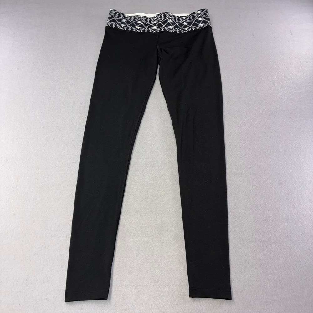 PINK Victoria's Secret Leggings Womens XS Black Excellent Foldover Geometric